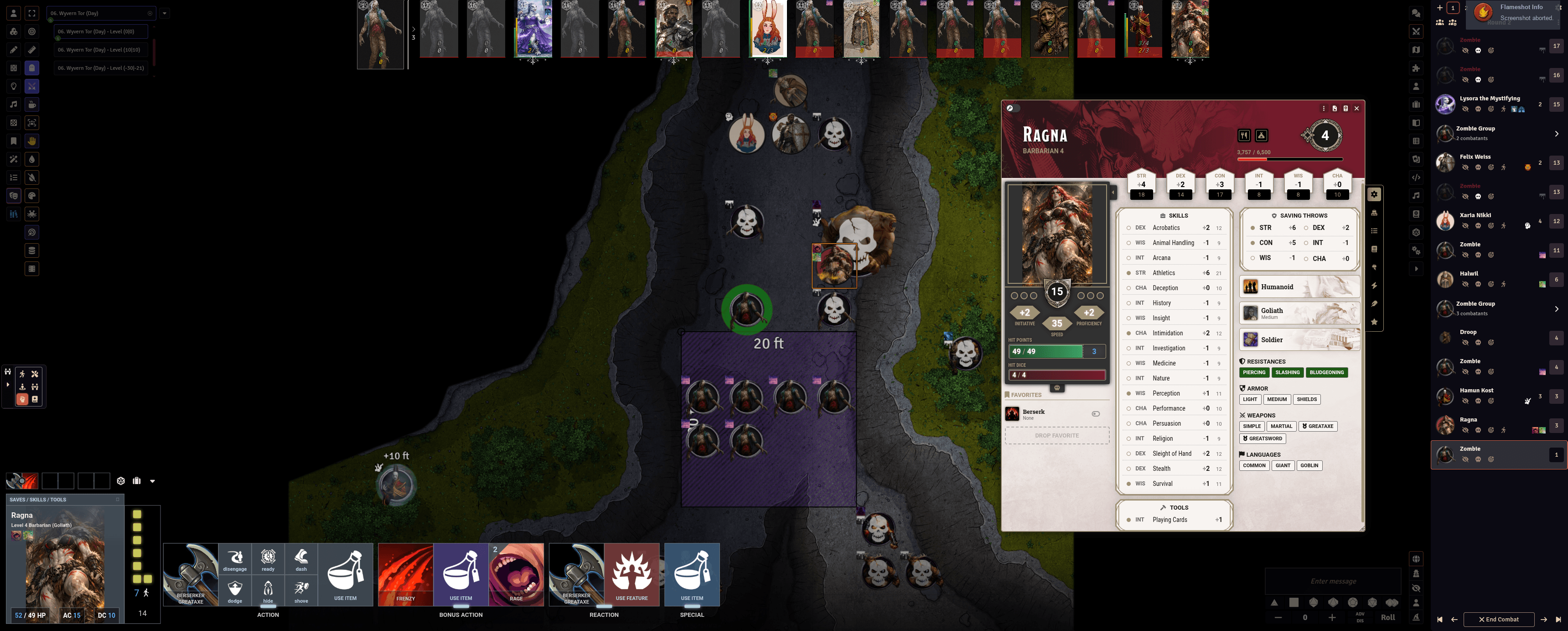 Foundry VTT gameplay screenshot